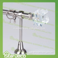 A0124 adjustable iron curtain rod with glass curtain finial